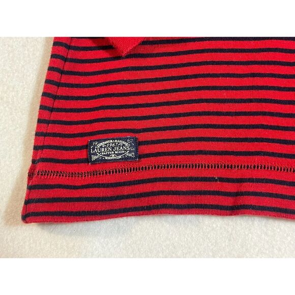 LRL Ralph Lauren Red Stripe Elbow Patch Long Sleeve Shirt Shoulder Zip Large - Picture 6 of 11